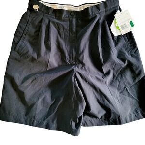 Liz Golf 12 Black Pleated‎ Chino Shorts Performance Microfiber Coolmax Pckt NWT